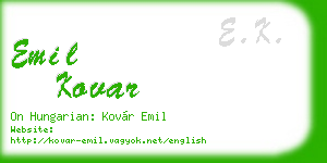 emil kovar business card