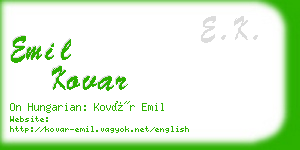 emil kovar business card
